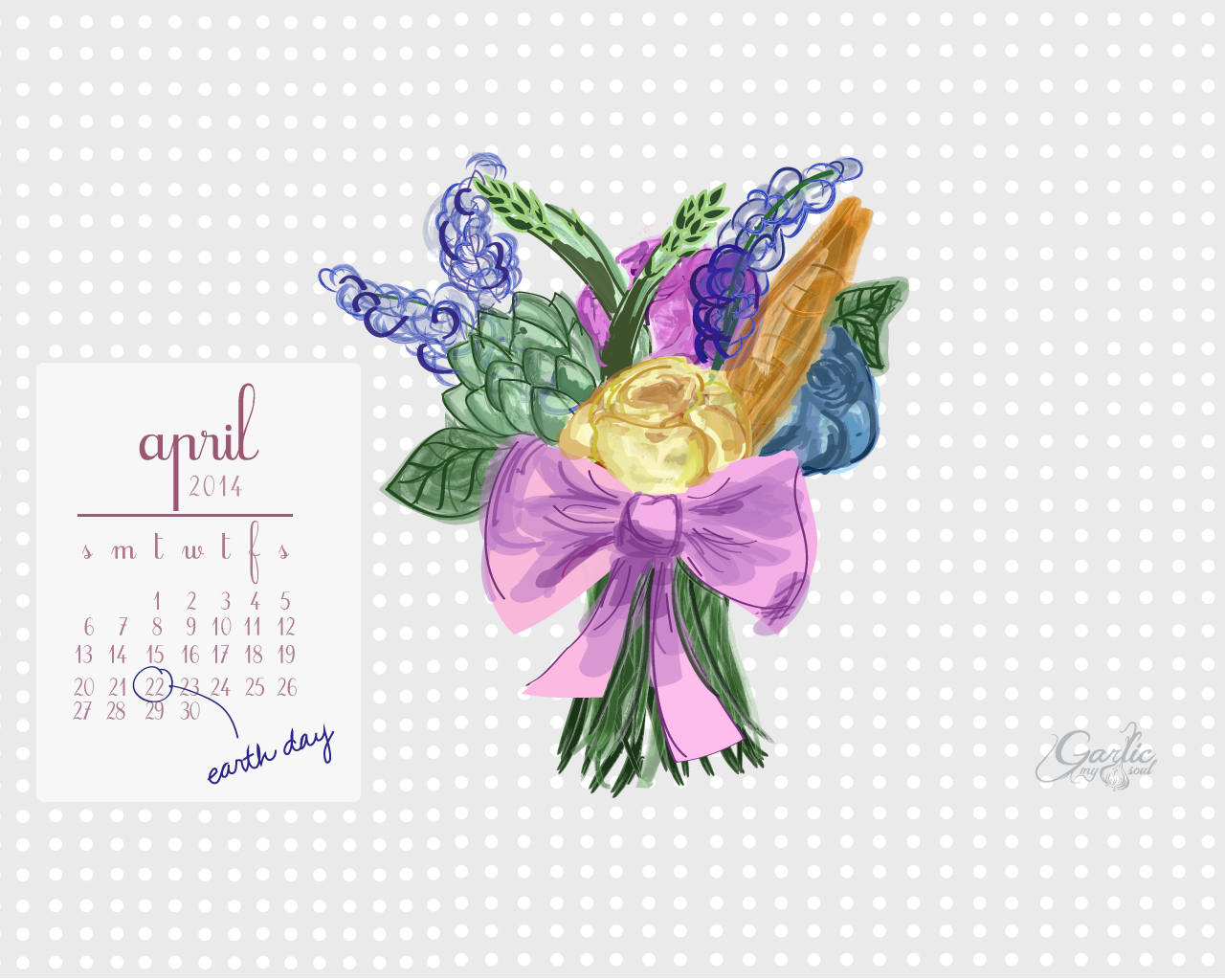 March Desktop Calendar | Garlic, My Soul