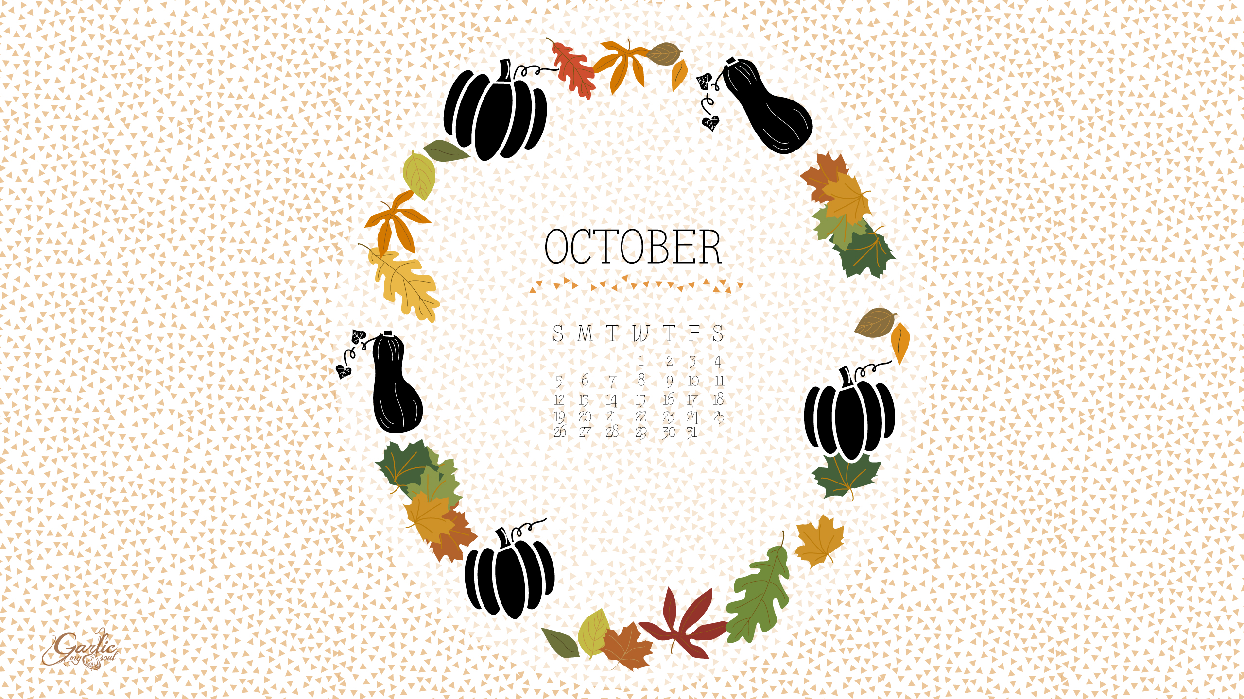 October Desktop Calendar | Garlic, My Soul