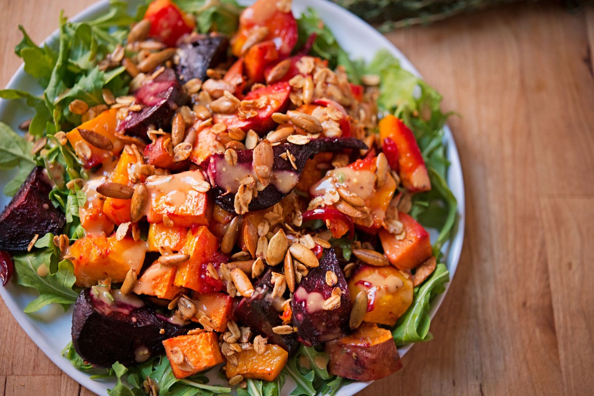 Roasted Vegetable & Arugula Salad | Garlic, My Soul