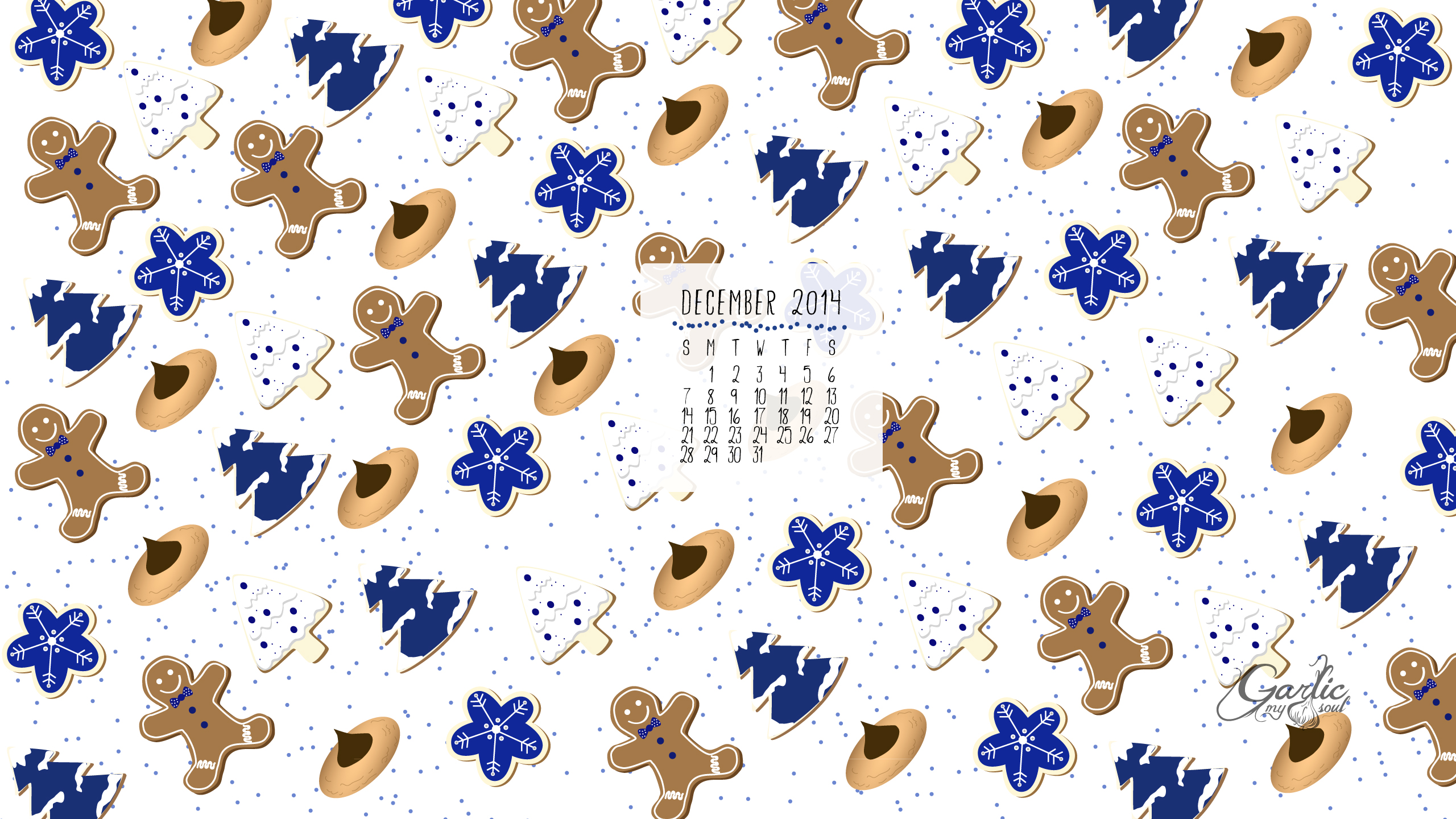 December Desktop Calendar | Garlic, My Soul