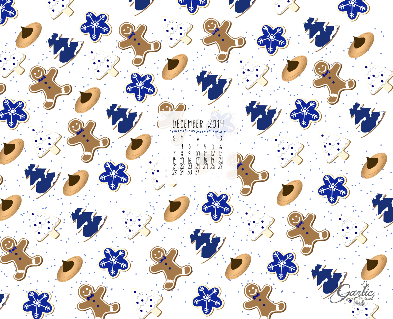 December Desktop Calendar | Garlic, My Soul