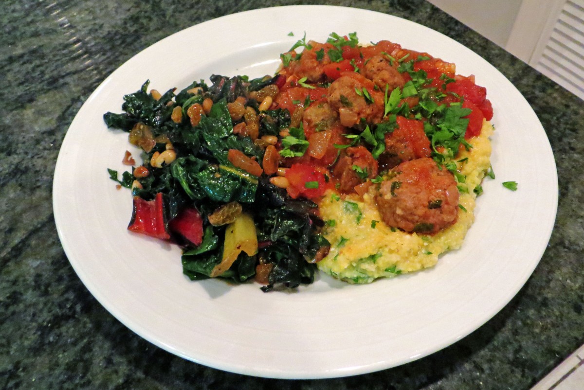 Meatballs with Polenta & Greens | Garlic, My Soul